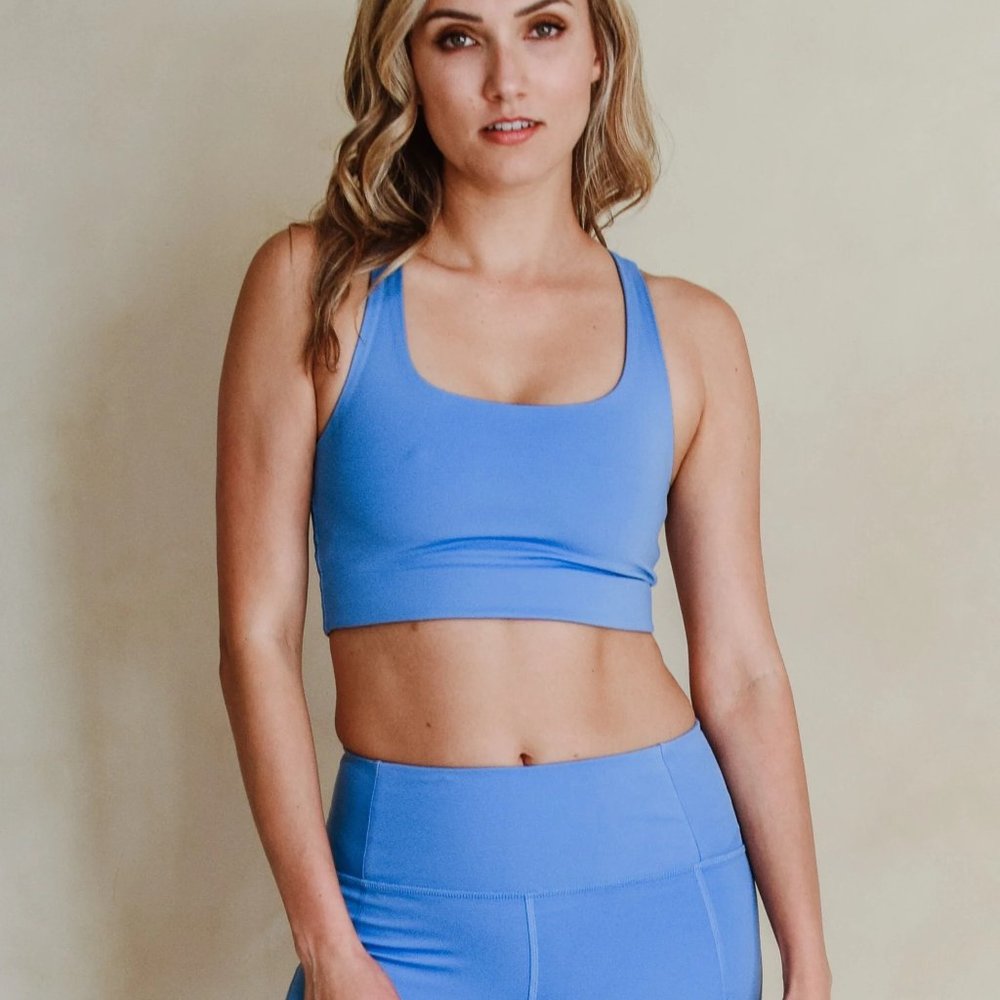 Girlfriend collective paloma bra in periwinkle